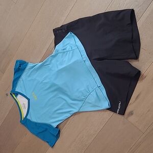 Louis Garneau Cycle Set Women's sz M Blue Short Sleeve Top Black Radius Shorts